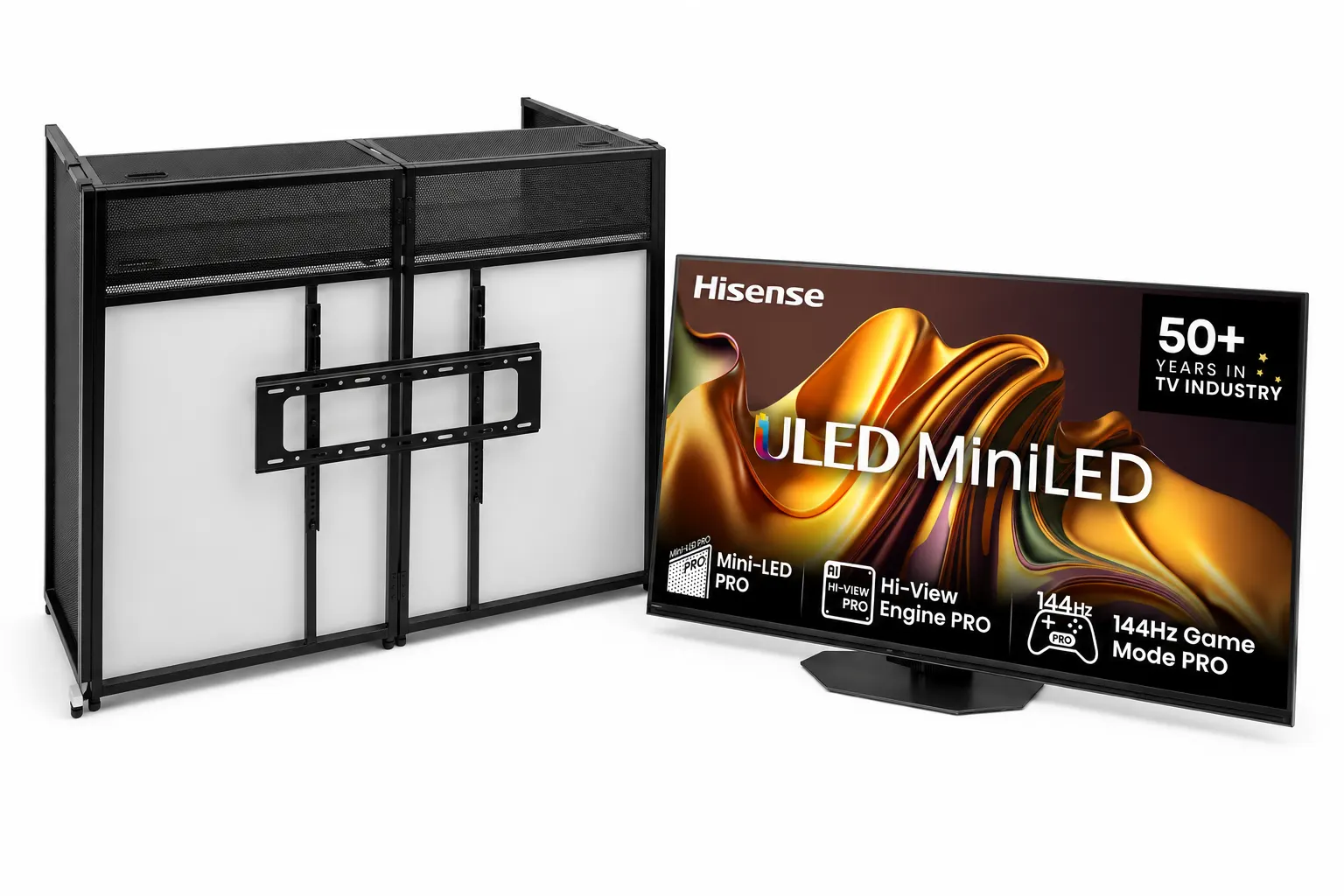 65 Zoll TV inklusive DJ-Booth & TV-Halterung mieten
